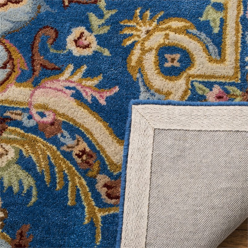 Safavieh Savonnerie 9' x 12' Hand Tufted Wool Rug in Blue and Ivory
