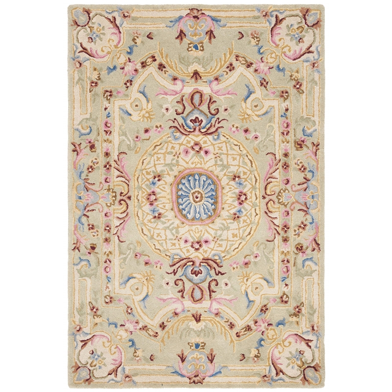 Safavieh Savonnerie 4' x 6' Hand Tufted Wool Rug in Sage and Blue