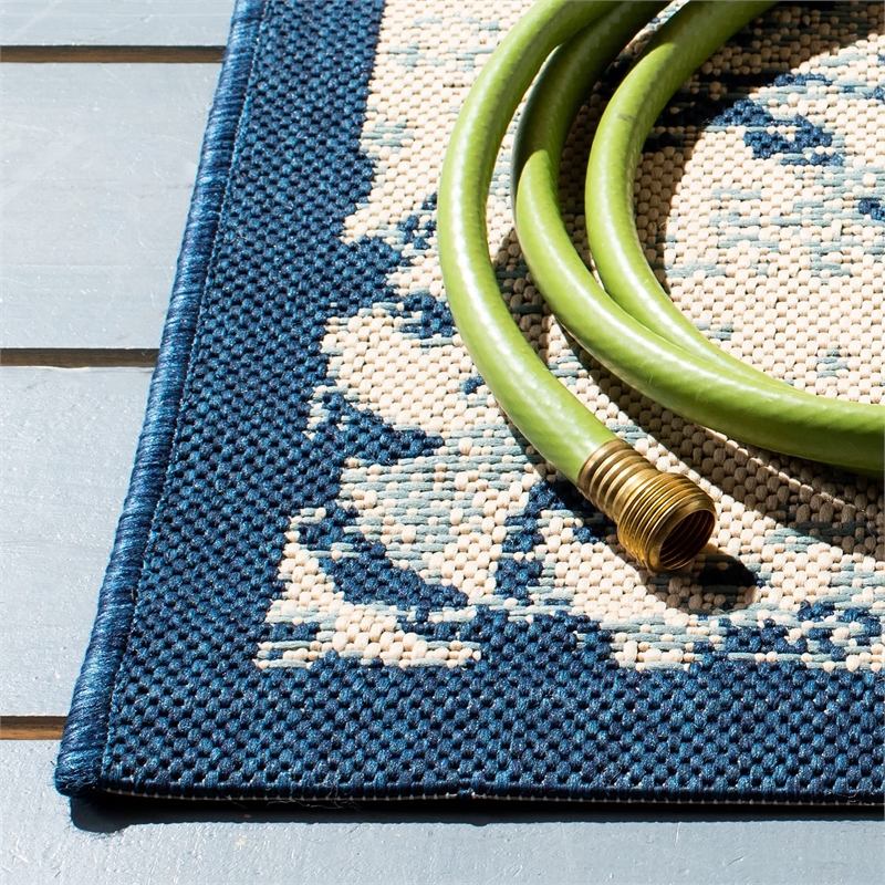 Safavieh Savonnerie 6' Square Hand Tufted Wool Rug in Sage and Blue