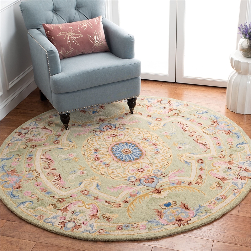 Safavieh Savonnerie 9' x 12' Hand Tufted Wool Rug in Sage and Blue