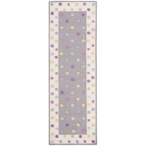 Safavieh 2'6&quot x 8' Hand Tufted Wool Runner Rug in Gray and Ivory