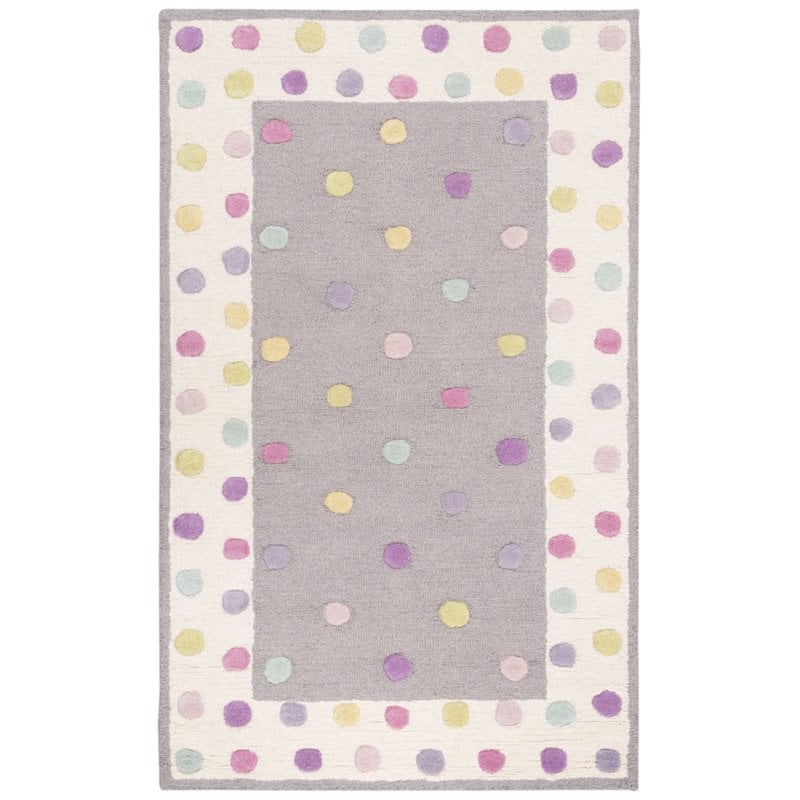 Safavieh 3' x 5' Hand Tufted Wool Rug in Gray and Ivory