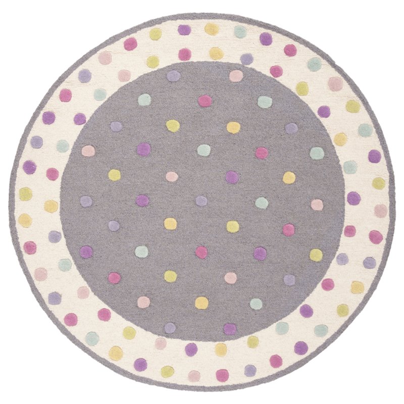 Safavieh 5' Round Hand Tufted Wool Rug in Gray and Ivory