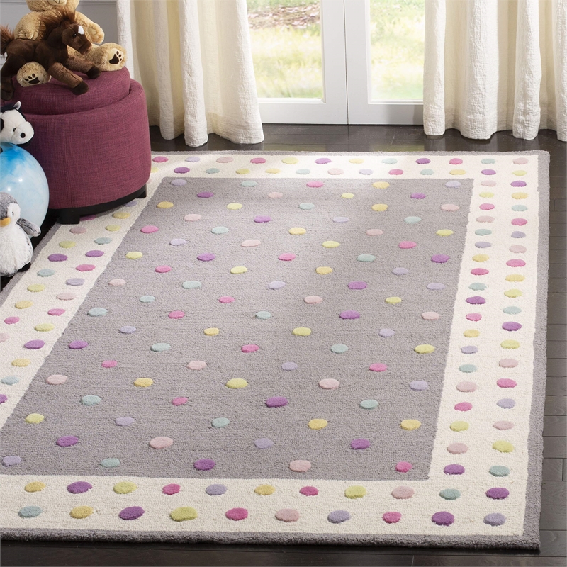 Safavieh 5' Square Hand Tufted Wool Rug in Gray and Ivory