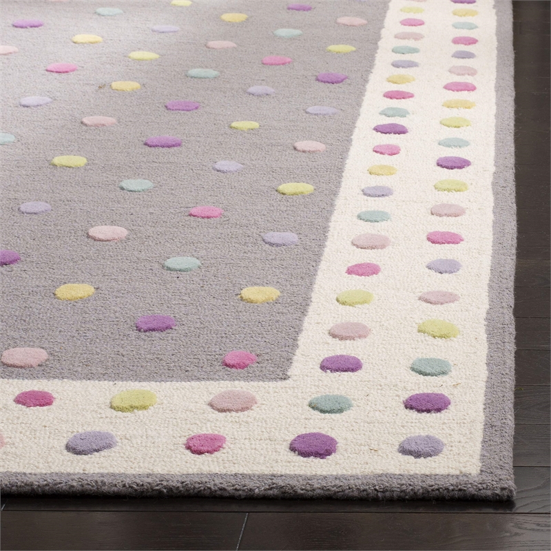 Safavieh 5' Square Hand Tufted Wool Rug in Gray and Ivory