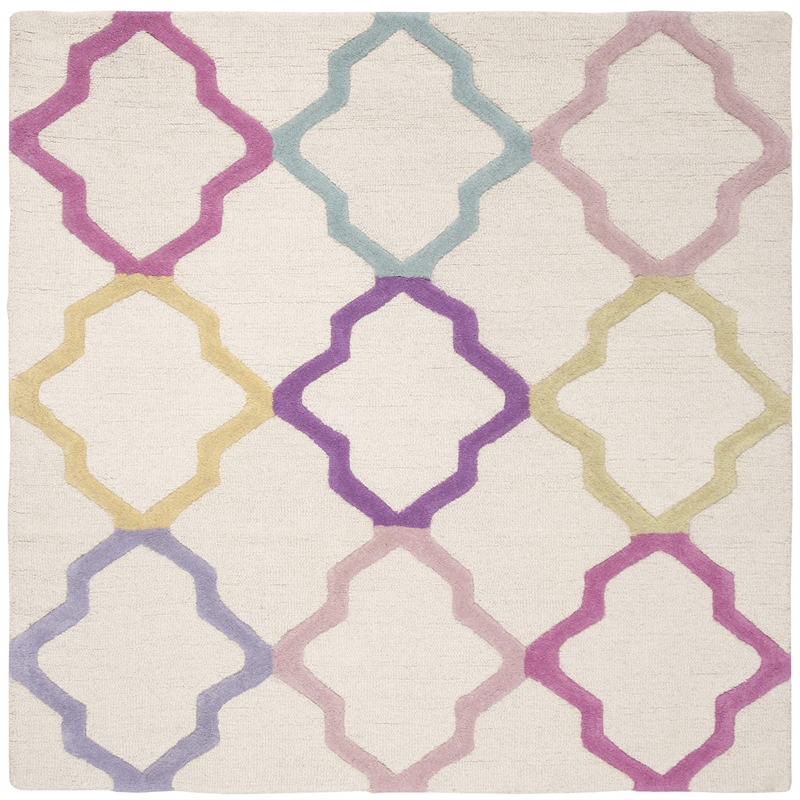 Safavieh 5' Square Hand Tufted Wool Rug in Ivory