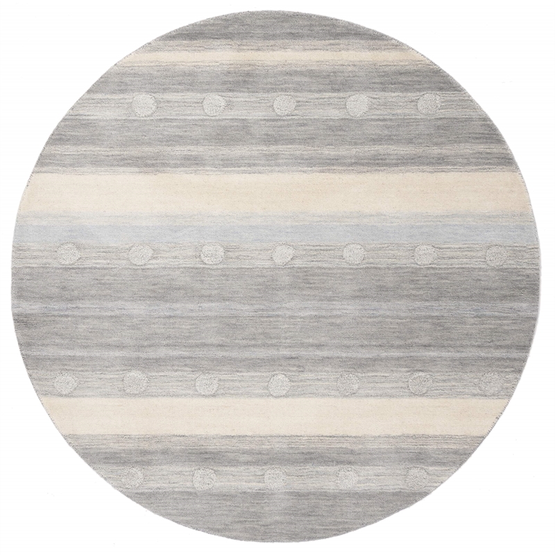 Safavieh 5' Round Hand Loomed Wool Rug in Gray and Ivory