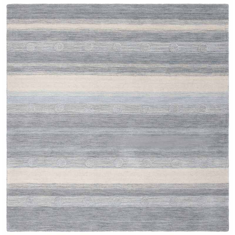 Safavieh 5' Square Hand Loomed Wool Rug in Gray and Ivory