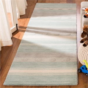 Safavieh 2'6&quot x 8' Hand Loomed Wool Runner Rug in Aqua and Ivory