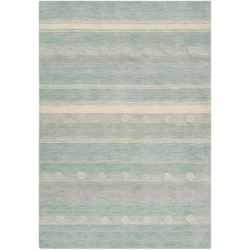 Safavieh 4' x 6' Hand Loomed Wool Rug in Aqua and Ivory