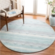 Safavieh 5' Round Hand Loomed Wool Rug in Aqua and Ivory