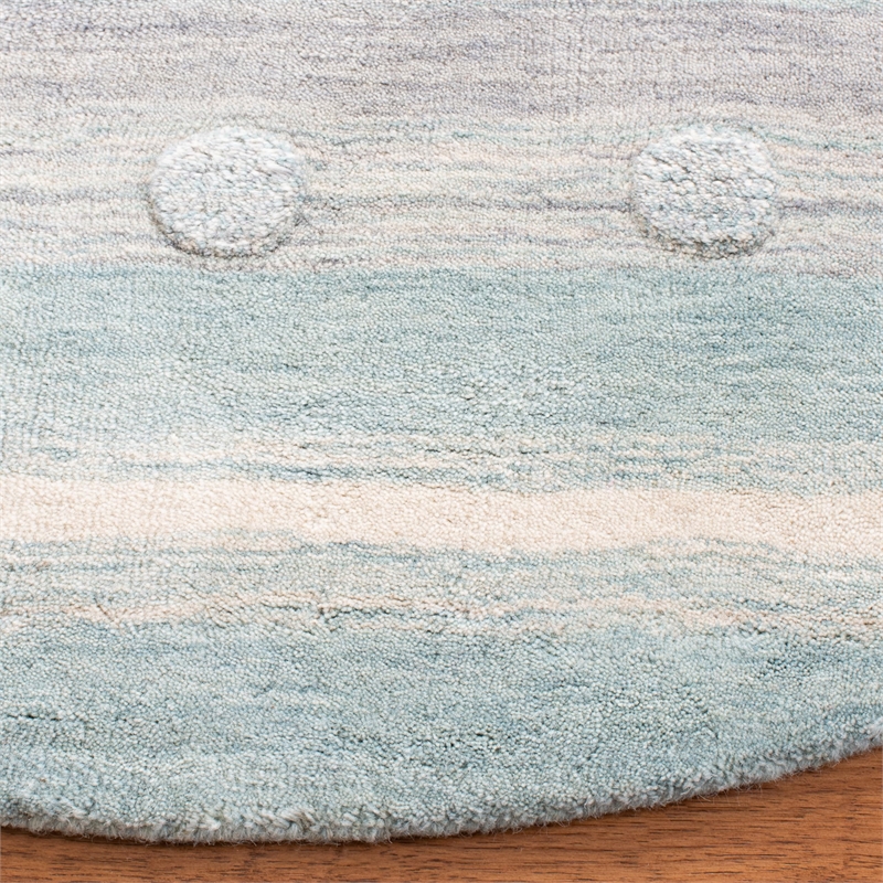 Safavieh 5' Round Hand Loomed Wool Rug in Aqua and Ivory