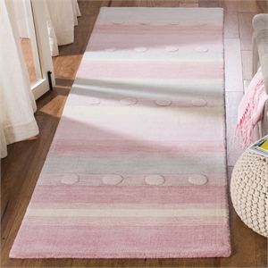 Safavieh 2'6&quot x 8' Hand Loomed Wool Runner Rug in Blue and Pink