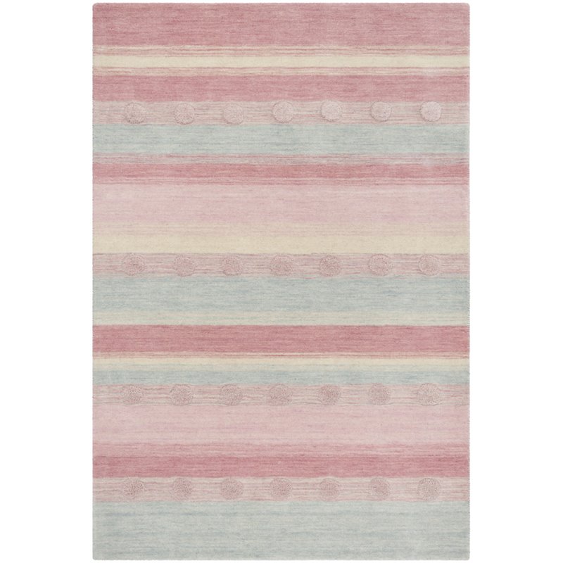 Safavieh 3' x 5' Hand Loomed Wool Rug in Light Blue and Pink