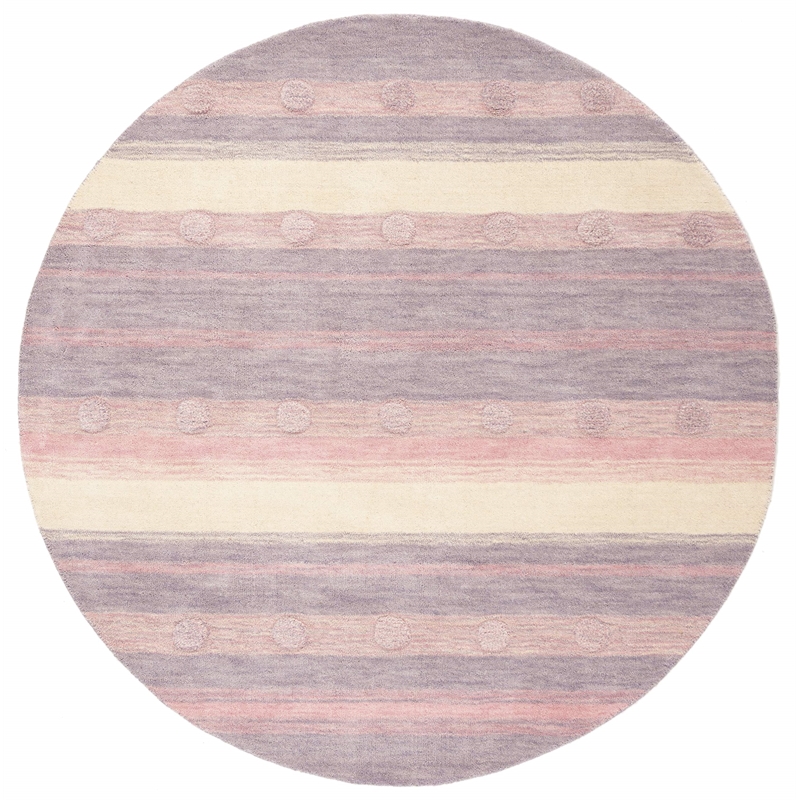 Safavieh 5' Round Hand Loomed Wool Rug in Light Purple and Ivory
