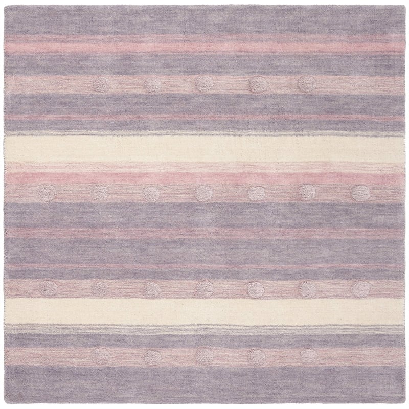 Safavieh 5' Square Hand Loomed Wool Rug in Light Purple and Ivory