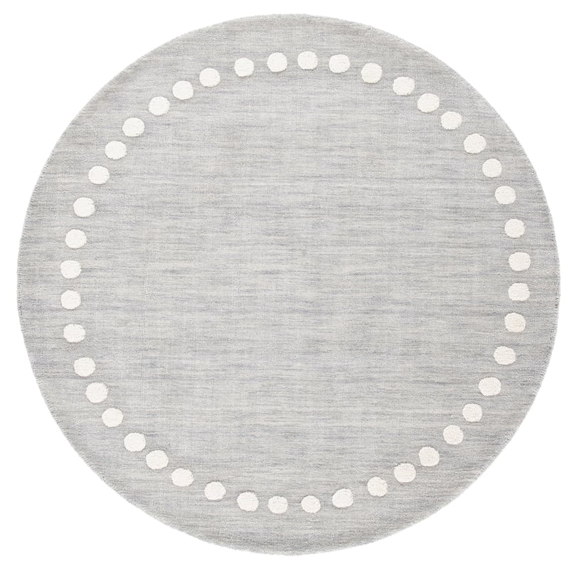 Safavieh 5' Round Hand Loomed Wool Rug in Gray and Ivory