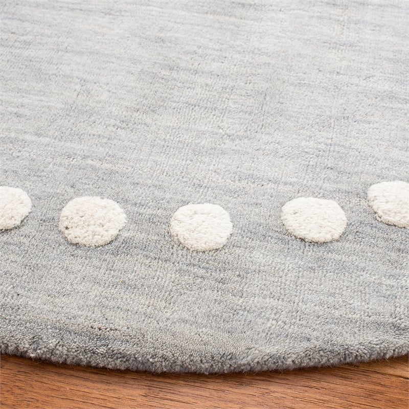 Safavieh 5' Round Hand Loomed Wool Rug in Gray and Ivory