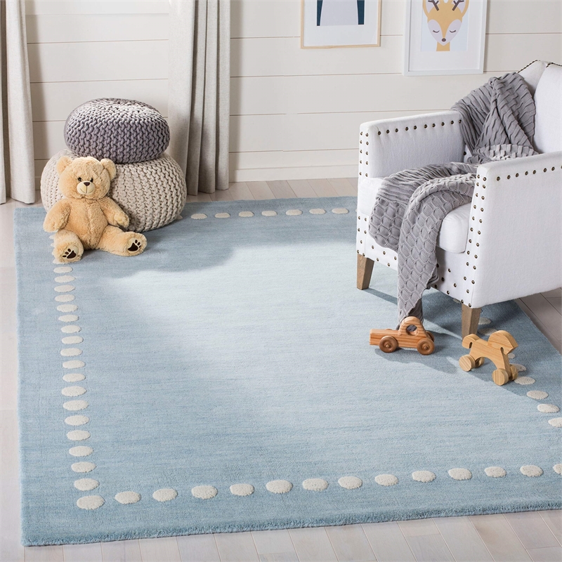 Safavieh 3' x 5' Hand Loomed Wool Rug in Blue and Ivory