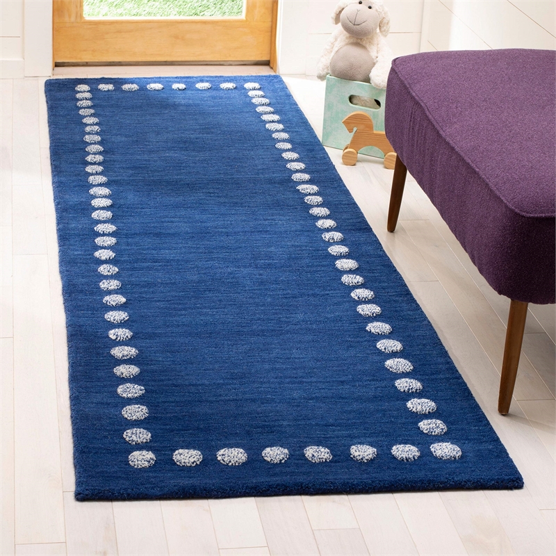 Safavieh 3' x 5' Hand Loomed Wool Rug in Blue and Ivory