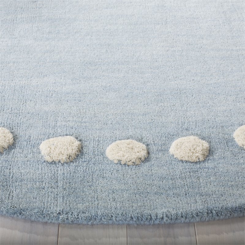 Safavieh 5' Round Hand Loomed Wool Rug in Blue and Ivory