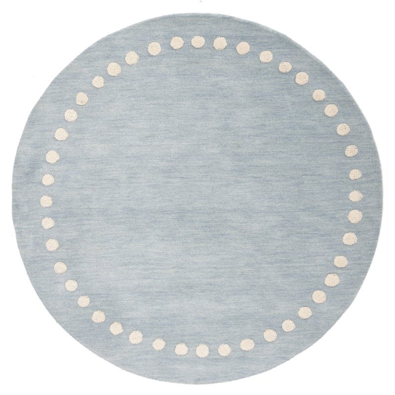 Safavieh 5' Round Hand Loomed Wool Rug in Blue and Ivory