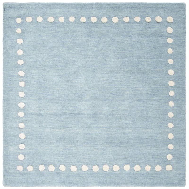 Safavieh 5' Square Hand Loomed Wool Rug in Blue and Ivory
