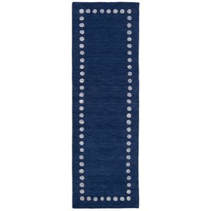 Safavieh 2'6&quot x 8' Hand Loomed Wool Runner Rug in Navy and Ivory