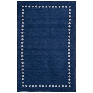 Safavieh 3' x 5' Hand Loomed Wool Rug in Navy and Ivory
