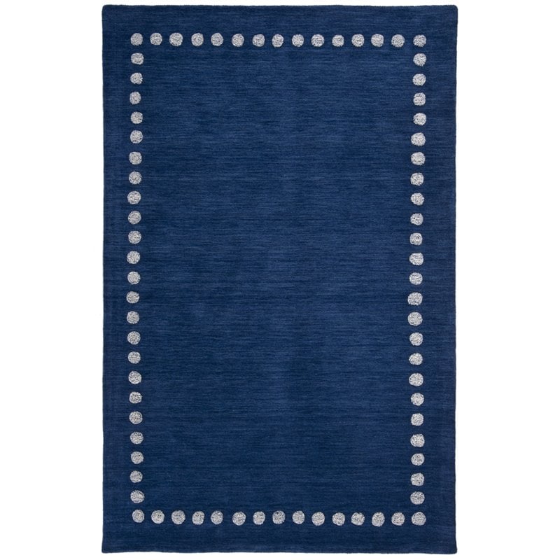 Safavieh 4' x 6' Hand Loomed Wool Rug in Navy and Ivory