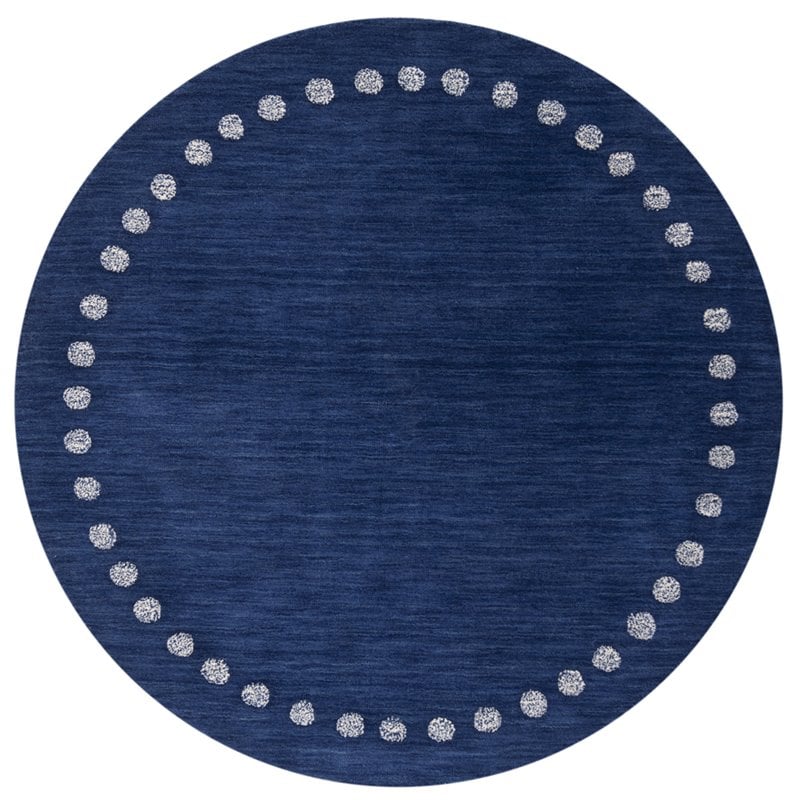 Safavieh 5' Round Hand Loomed Wool Rug in Navy and Ivory