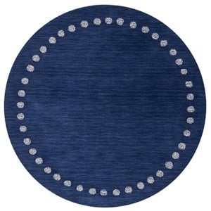Safavieh 5' Round Hand Loomed Wool Rug in Navy and Ivory