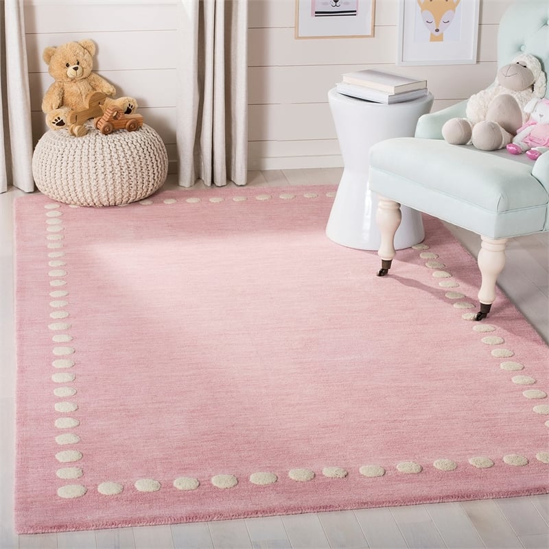 Safavieh 3' x 5' Hand Loomed Wool Rug in Pink and Ivory