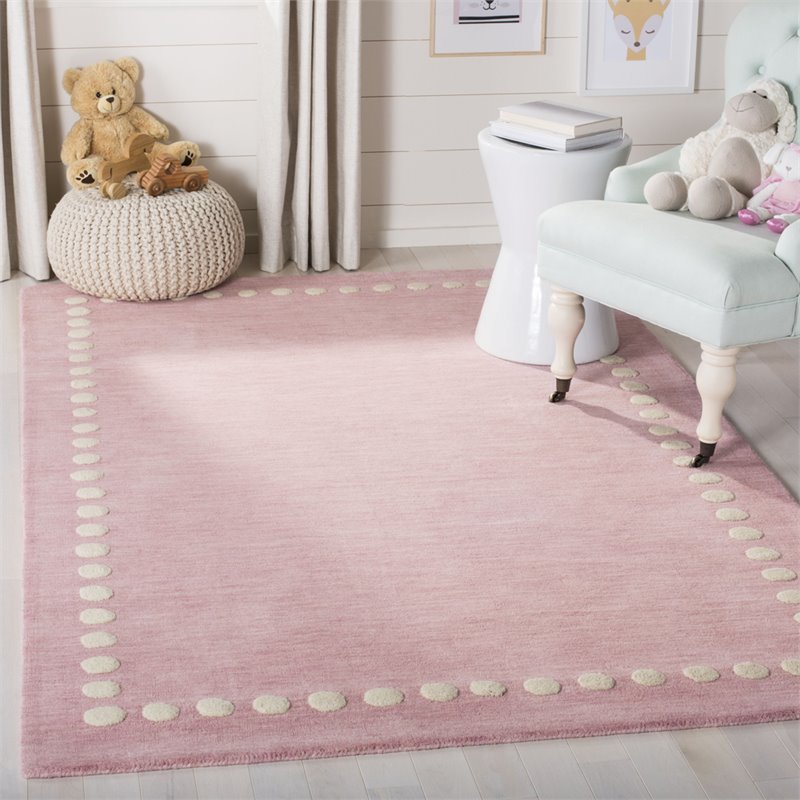 Safavieh 4' x 6' Hand Loomed Wool Rug in Pink and Ivory