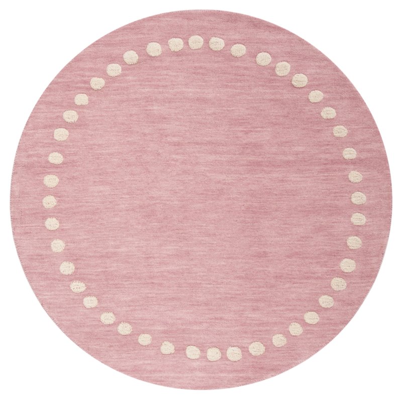 Safavieh 5' Round Hand Loomed Wool Rug in Pink and Ivory