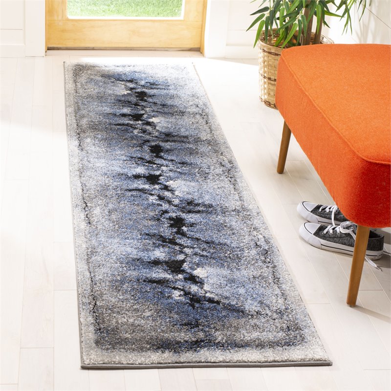 Safavieh Spirit 2' x 8' Runner Rug in Blue and Charcoal