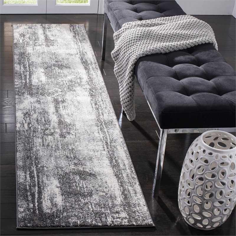 Safavieh Spirit 2' x 8' Runner Rug in Dark Gray and Ivory