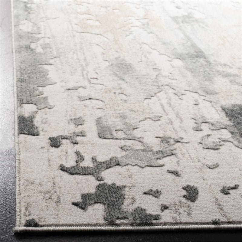 Safavieh Vogue 2' X 8' Polyester Power Loomed Rug In Beige And Charcoal