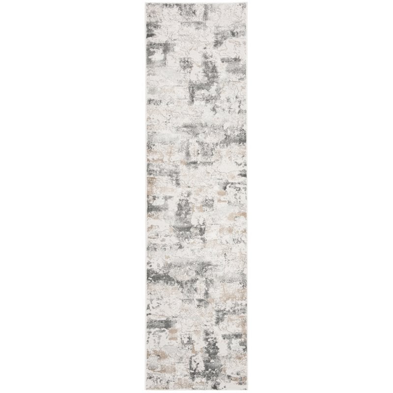 Safavieh Vogue 2' X 8' Polyester Power Loomed Rug In Beige And Charcoal