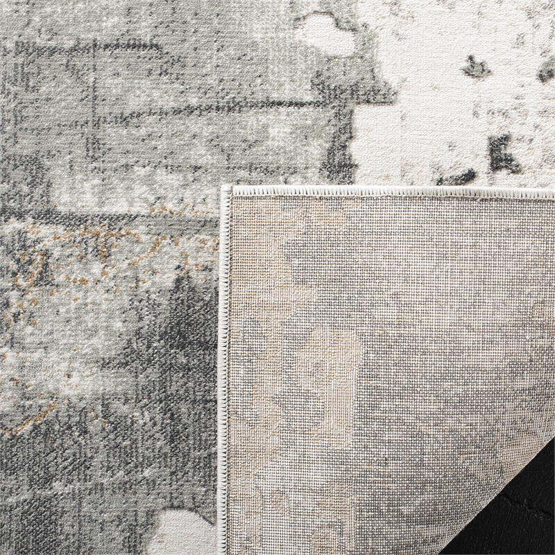 Safavieh Vogue 4' X 6' Polyester Power Loomed Rug In Beige And Charcoal