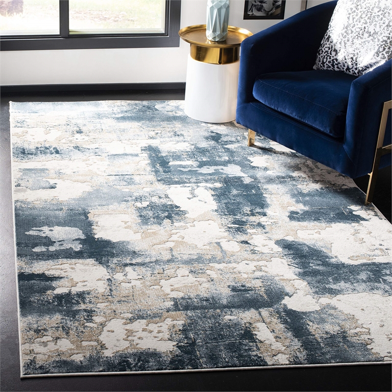 Safavieh Vogue 4' X 6' Polyester Power Loomed Rug in Beige / Turquoise