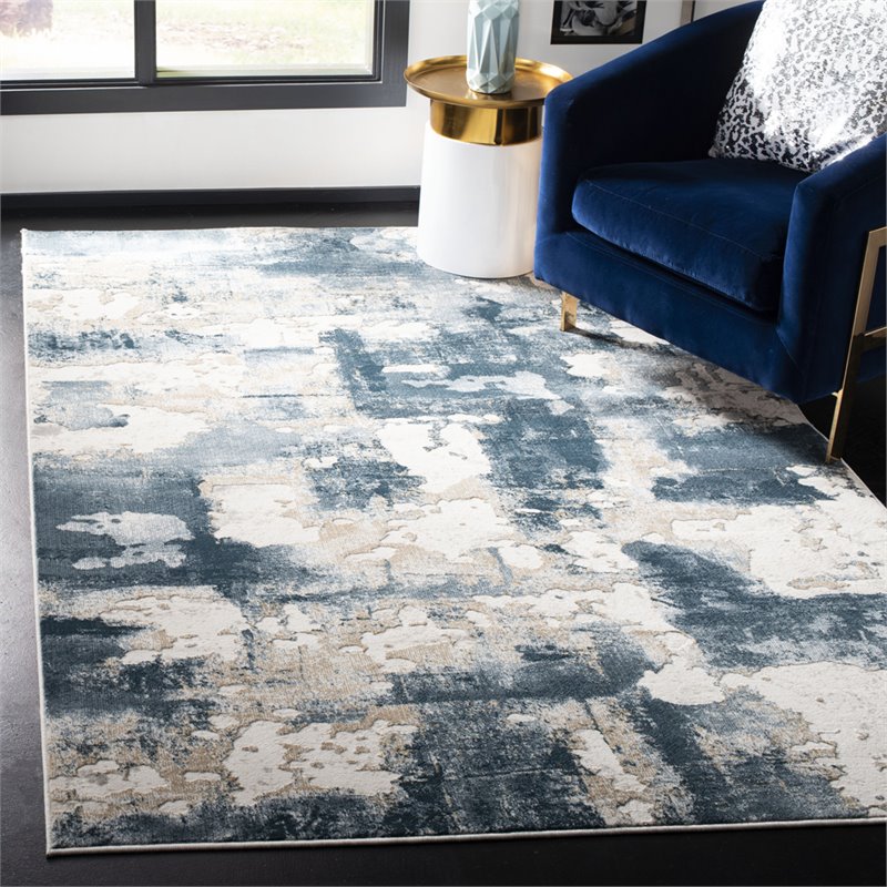 Safavieh Vogue 8' X 10' Polyester Power Loomed Rug in Beige / Turquoise