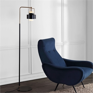 Safavieh Brendon Floor Lamp in Black and Brass