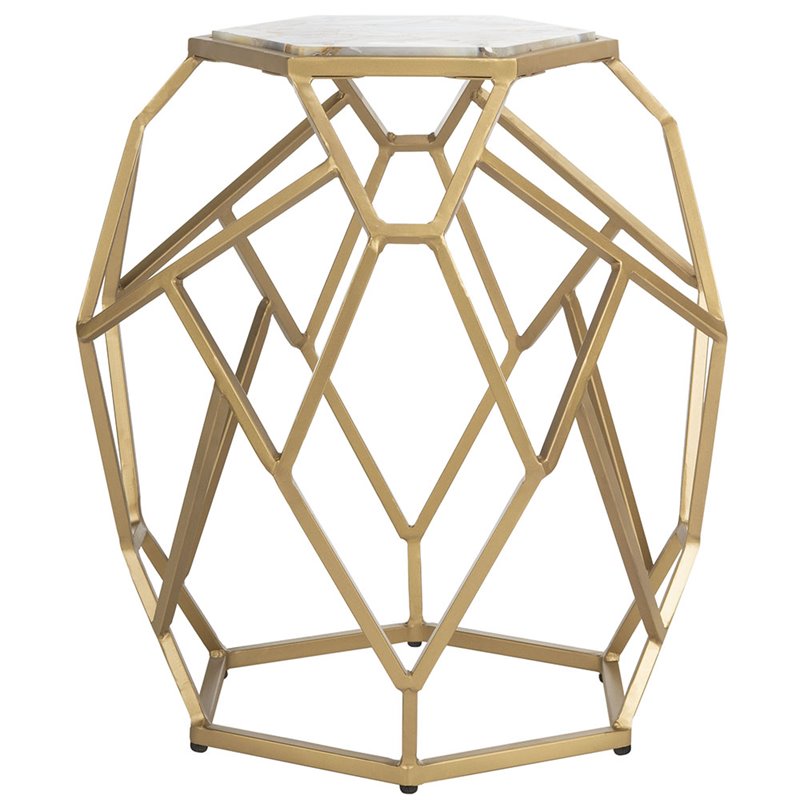 Safavieh Ava Geometric Accent Table in Gray and Gold