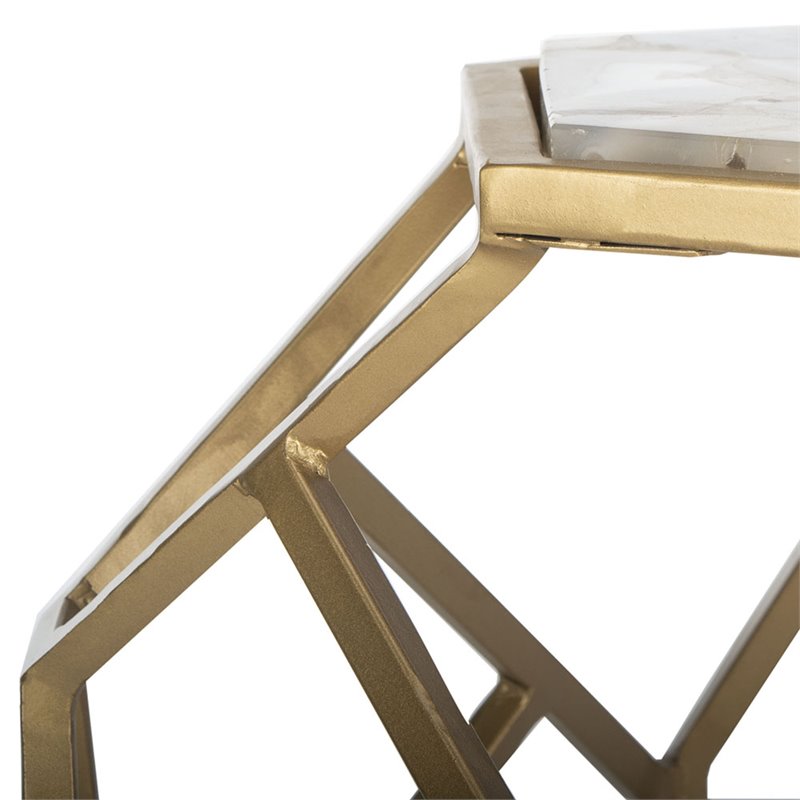 Safavieh Ava Geometric Accent Table in Gray and Gold