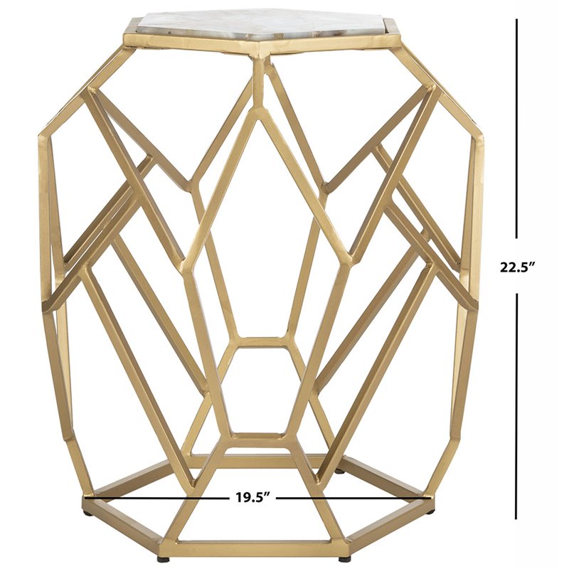 Safavieh Ava Geometric Accent Table in Gray and Gold