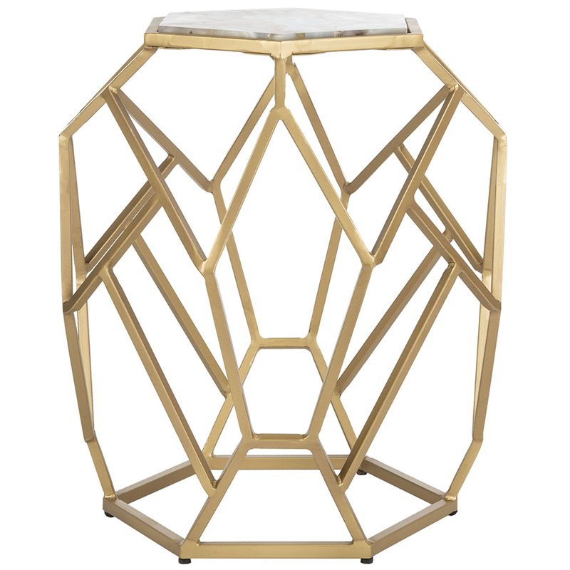 Safavieh Ava Geometric Accent Table in Gray and Gold