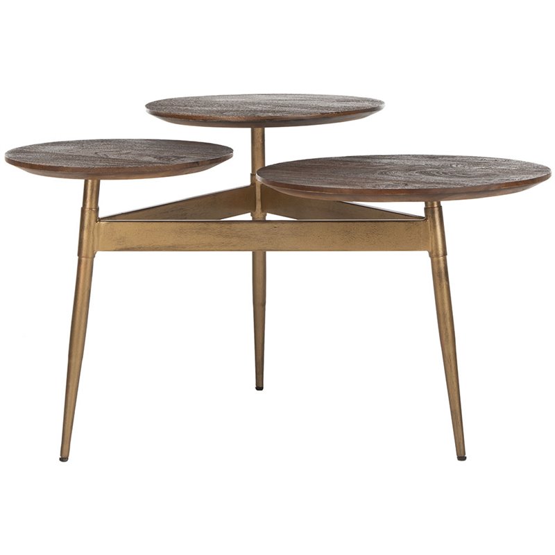 Safavieh Ian 3 Circle Accent Table in Rustic Honey and Gold