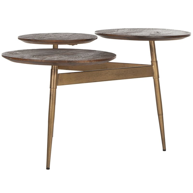 Safavieh Ian 3 Circle Accent Table in Rustic Honey and Gold