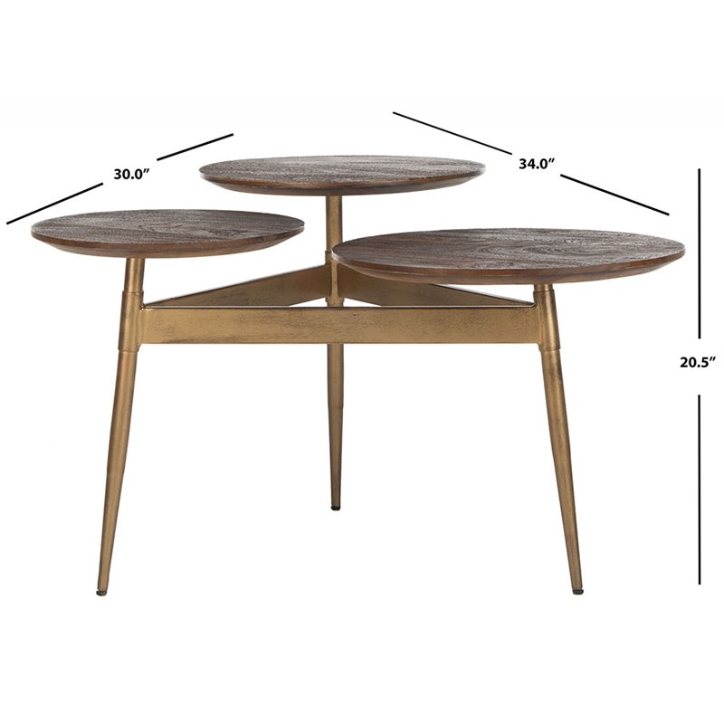 Safavieh Ian 3 Circle Accent Table in Rustic Honey and Gold